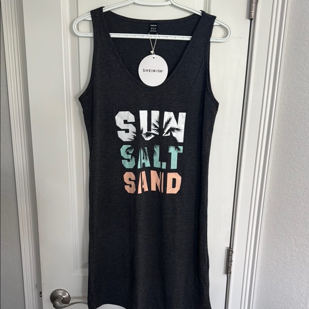 SHEIN Charcoal Graphic Tank Dress